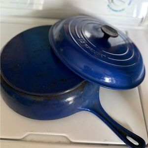 Le Creuset Deep Blue Cast Iron Skillet with Lid